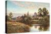 Sheep Grazing before Wrotham Church, Twilight-Alfred Augustus Glendening-Stretched Canvas