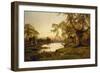 Sheep Grazing by a Lake at Sunset-Alfred de Breanski-Framed Giclee Print