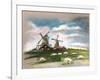 Sheep Grazing near the Mill. Beautiful Clouds in the Sky. Rustic Dutch Landscape. Netherlands Villa-Svetlana Shishkanova-Framed Art Print