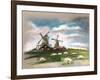 Sheep Grazing near the Mill. Beautiful Clouds in the Sky. Rustic Dutch Landscape. Netherlands Villa-Svetlana Shishkanova-Framed Art Print