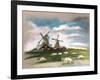 Sheep Grazing near the Mill. Beautiful Clouds in the Sky. Rustic Dutch Landscape. Netherlands Villa-Svetlana Shishkanova-Framed Art Print