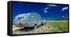 Sheep herder camper to graze sheep on Hastings Mesa near Ridgway, Colorado from truck-null-Framed Stretched Canvas