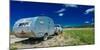 Sheep herder camper to graze sheep on Hastings Mesa near Ridgway, Colorado from truck-null-Mounted Photographic Print