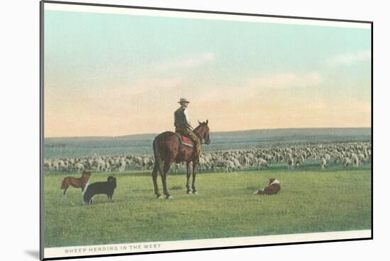 Sheep Herding in the West-null-Mounted Art Print