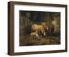 Sheep in a Barn-Jean-Baptiste-Camille Corot-Framed Giclee Print