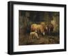 Sheep in a Barn-Jean-Baptiste-Camille Corot-Framed Giclee Print