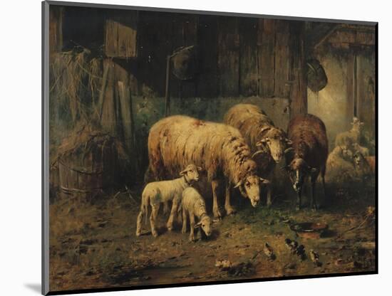 Sheep in a Barn-Jean-Baptiste-Camille Corot-Mounted Giclee Print