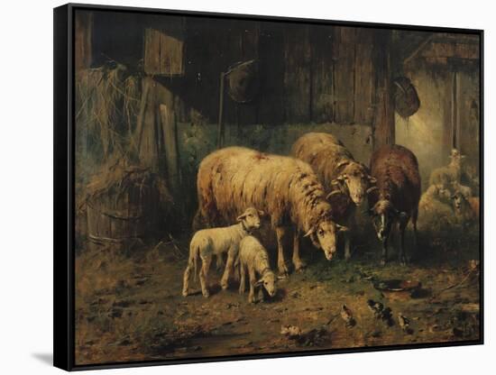 Sheep in a Barn-Jean-Baptiste-Camille Corot-Framed Stretched Canvas