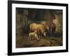 Sheep in a Barn-Jean-Baptiste-Camille Corot-Framed Giclee Print