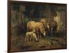 Sheep in a Barn-Jean-Baptiste-Camille Corot-Framed Giclee Print