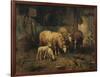 Sheep in a Barn-Jean-Baptiste-Camille Corot-Framed Giclee Print