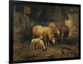 Sheep in a Barn-Jean-Baptiste-Camille Corot-Framed Giclee Print