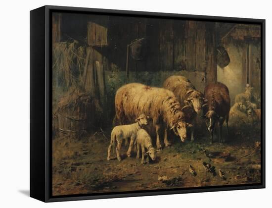 Sheep in a Barn-Jean-Baptiste-Camille Corot-Framed Stretched Canvas