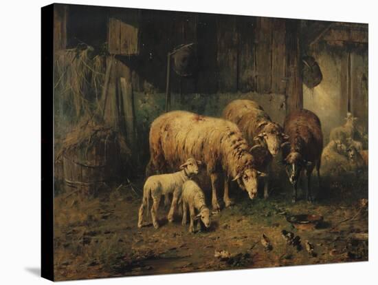 Sheep in a Barn-Jean-Baptiste-Camille Corot-Stretched Canvas