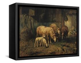 Sheep in a Barn-Jean-Baptiste-Camille Corot-Framed Stretched Canvas