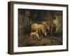 Sheep in a Barn-Jean-Baptiste-Camille Corot-Framed Giclee Print