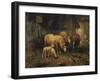 Sheep in a Barn-Jean-Baptiste-Camille Corot-Framed Giclee Print