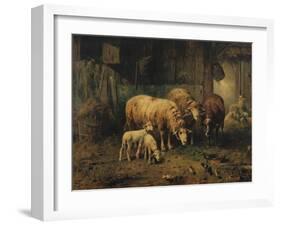 Sheep in a Barn-Jean-Baptiste-Camille Corot-Framed Giclee Print