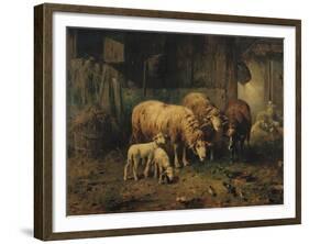 Sheep in a Barn-Jean-Baptiste-Camille Corot-Framed Giclee Print