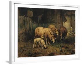 Sheep in a Barn-Jean-Baptiste-Camille Corot-Framed Giclee Print