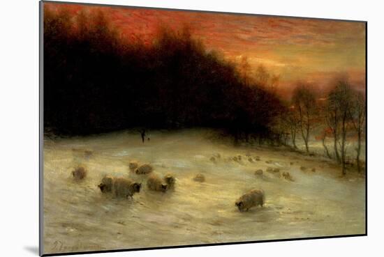 Sheep in a Winter Landscape, Evening-Joseph Farquharson-Mounted Giclee Print