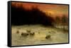 Sheep in a Winter Landscape, Evening-Joseph Farquharson-Framed Stretched Canvas