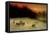 Sheep in a Winter Landscape, Evening-Joseph Farquharson-Framed Stretched Canvas