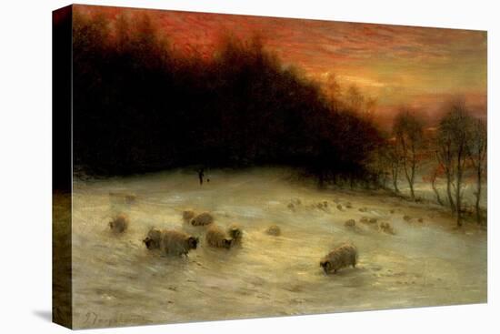 Sheep in a Winter Landscape, Evening-Joseph Farquharson-Stretched Canvas