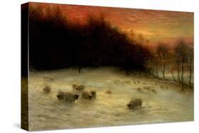 Sheep in a Winter Landscape, Evening-Joseph Farquharson-Stretched Canvas