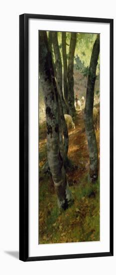 Sheep in Forest, Painting by Stefano Bruzzi (1835-1911), Italy, 19th Century-Stefano Bruzzi-Framed Giclee Print