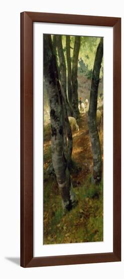 Sheep in Forest, Painting by Stefano Bruzzi (1835-1911), Italy, 19th Century-Stefano Bruzzi-Framed Giclee Print