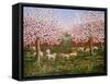 Sheep in the Orchard, 1987-Liz Wright-Framed Stretched Canvas