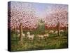 Sheep in the Orchard, 1987-Liz Wright-Stretched Canvas