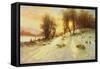 Sheep in Winter Snow-Joseph Farquharson-Framed Stretched Canvas
