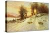 Sheep in Winter Snow-Joseph Farquharson-Stretched Canvas