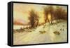 Sheep in Winter Snow-Joseph Farquharson-Framed Stretched Canvas