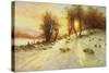 Sheep in Winter Snow-Joseph Farquharson-Stretched Canvas