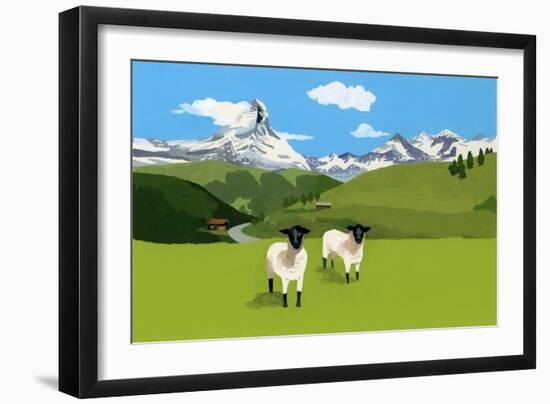 Sheep in Zermatt, Switzerland,2015-Hiroyuki Izutsu-Framed Giclee Print