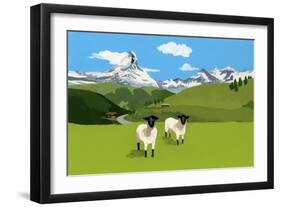 Sheep in Zermatt, Switzerland,2015-Hiroyuki Izutsu-Framed Giclee Print