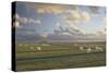 Sheep, Lighthouse of Westerhever (Municipality), Schleswig-Holstein, Germany-Rainer Mirau-Stretched Canvas