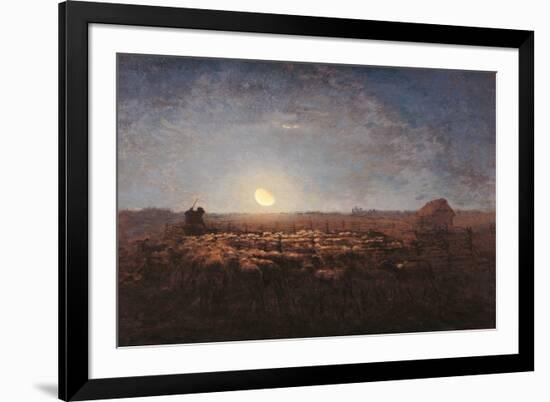 Sheep Meadow, Moonlight-Jean-François Millet-Framed Premium Giclee Print