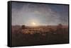 Sheep Meadow, Moonlight-Jean-François Millet-Framed Stretched Canvas