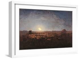 Sheep Meadow, Moonlight-Jean-François Millet-Framed Art Print