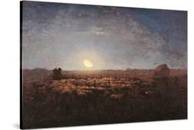 Sheep Meadow, Moonlight-Jean-François Millet-Stretched Canvas