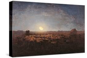 Sheep Meadow, Moonlight-Jean-François Millet-Stretched Canvas