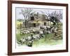 Sheep Near a Cottage in West Rutland, Vermont, c.1880-null-Framed Giclee Print
