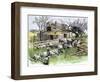 Sheep Near a Cottage in West Rutland, Vermont, c.1880-null-Framed Giclee Print