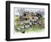 Sheep Near a Cottage in West Rutland, Vermont, c.1880-null-Framed Giclee Print