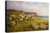 Sheep on a Dorset Coast-Charles Jones-Stretched Canvas