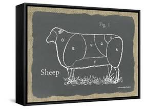 Sheep on Burlap-Gwendolyn Babbitt-Framed Stretched Canvas